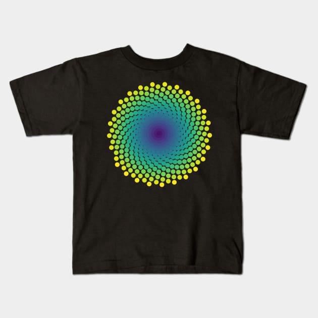 Dot Mandala | Light Peacock Yellow Red Blue Kids T-Shirt by aRtVerse